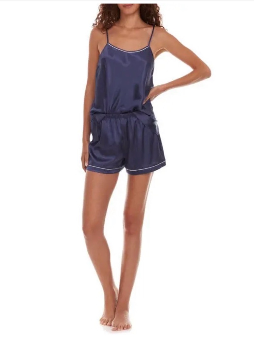 Flora Nikrooz Navy Satin Cami & Shorts Sleep Set